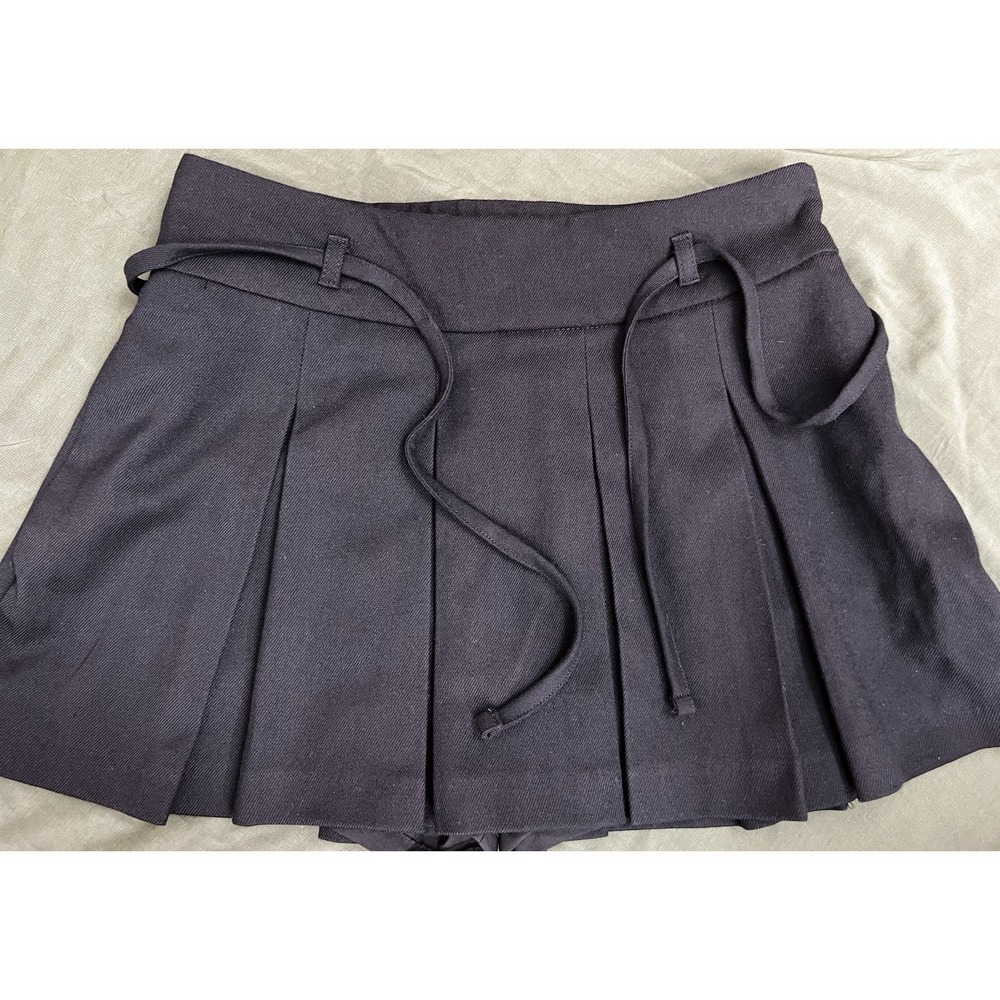 Hollister Sz XS Mini Skort Tie Waist Shorts Cute Classic Pleats Pockets Black #G